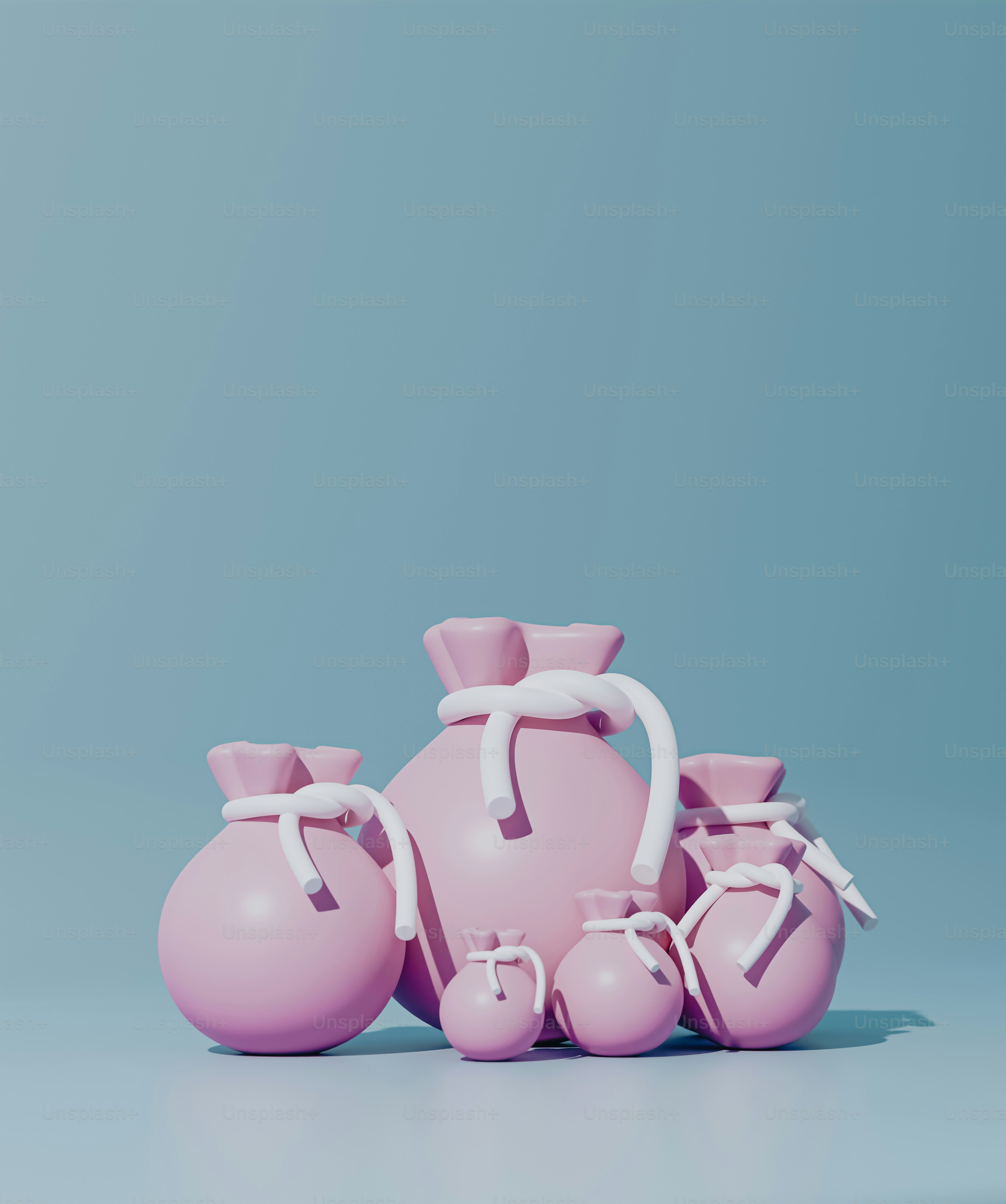 um grupo de vasos cor-de-rosa sentados um ao lado do outro