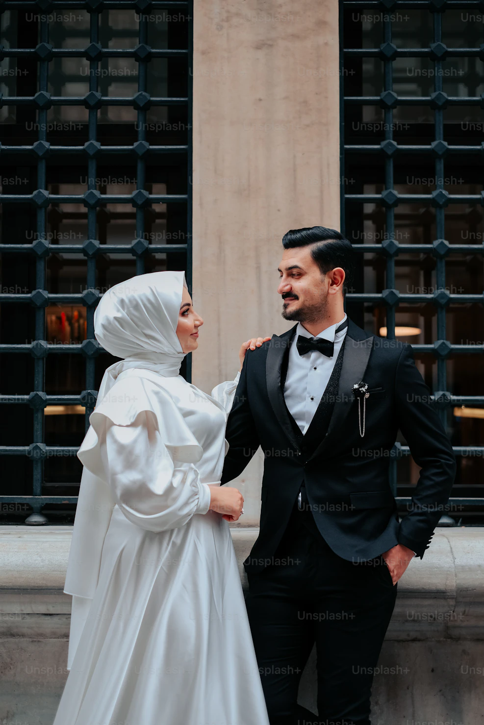 Luxurious couple portrait in formal attire