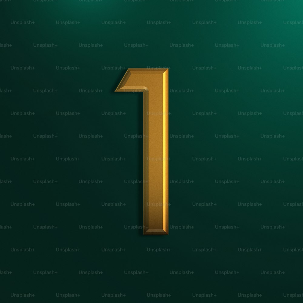 a gold number one on a green background