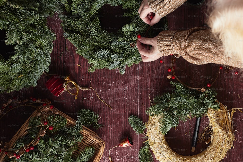 a person holding a basket of presents