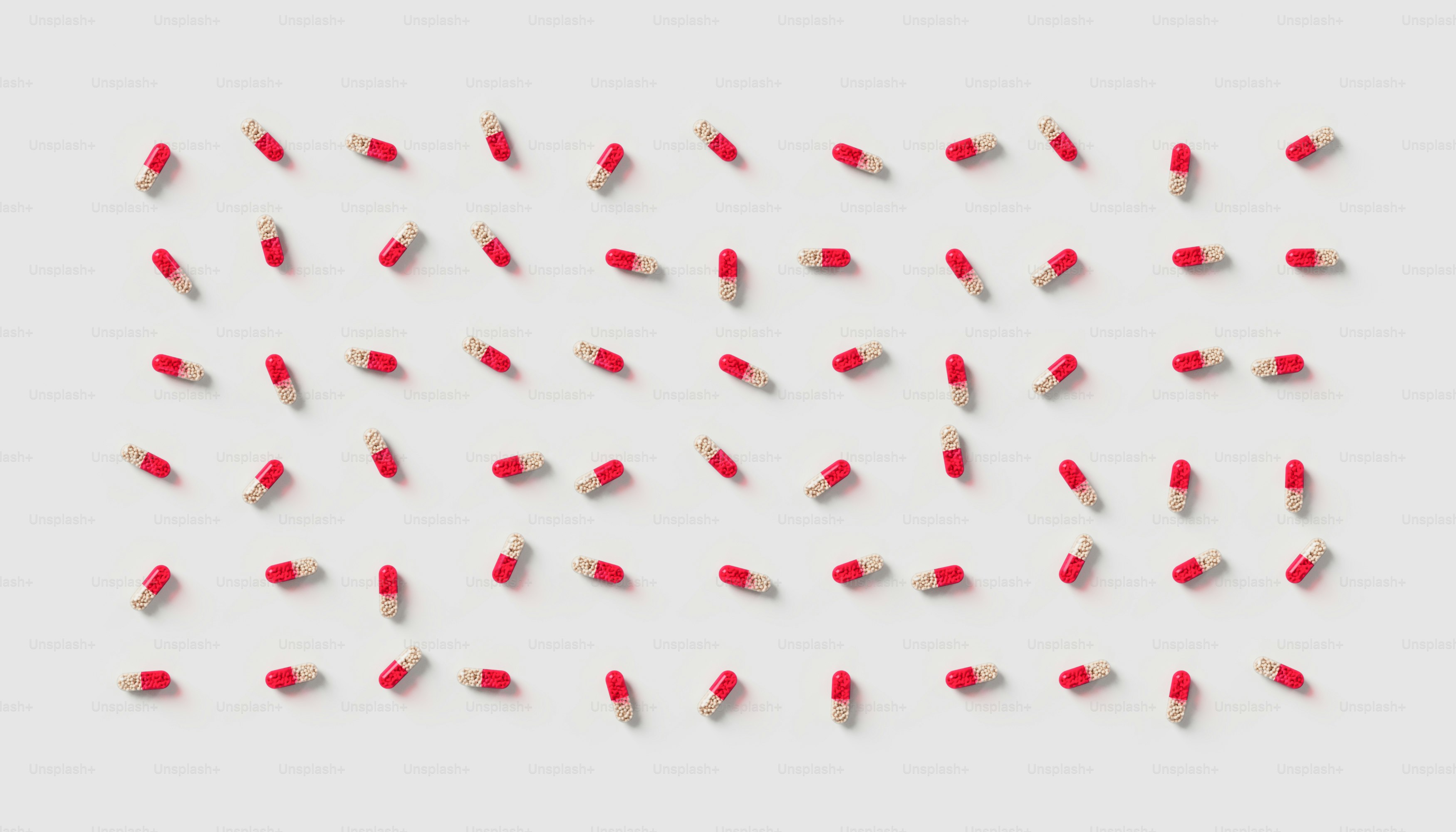 a group of red and white objects