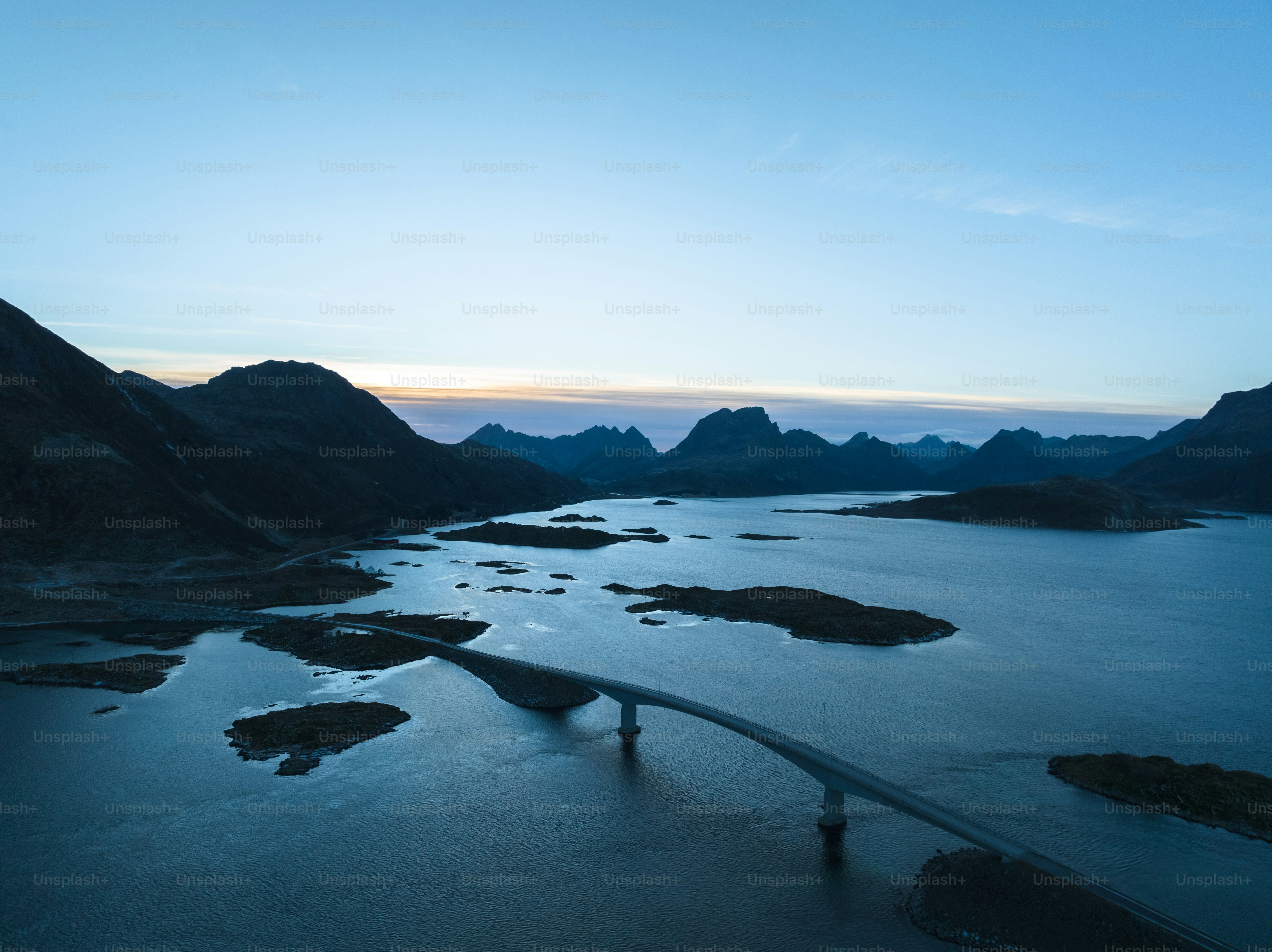 a body of water with islands in it