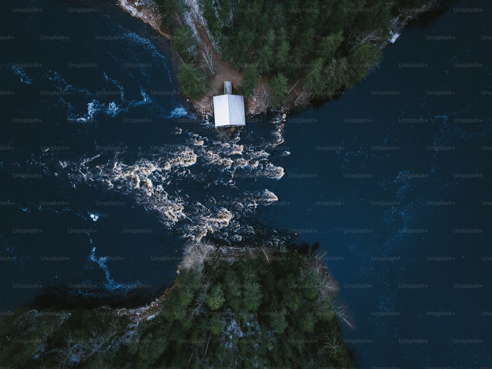 an aerial view of a lighthouse