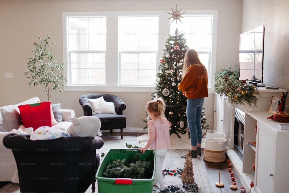 a person and a child in a living room