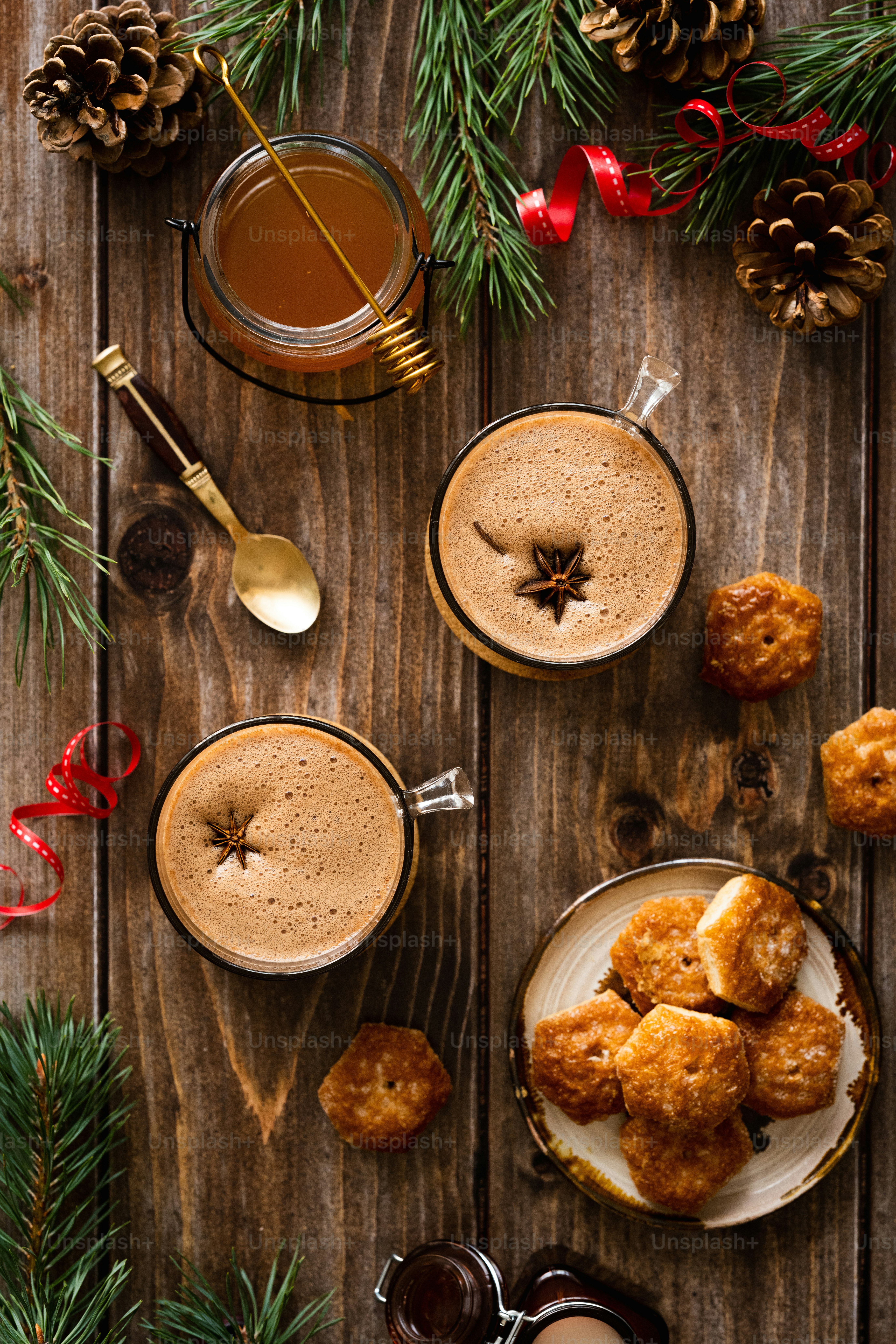 a table with food and a spoon