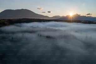 a view of a sunset over a body of water