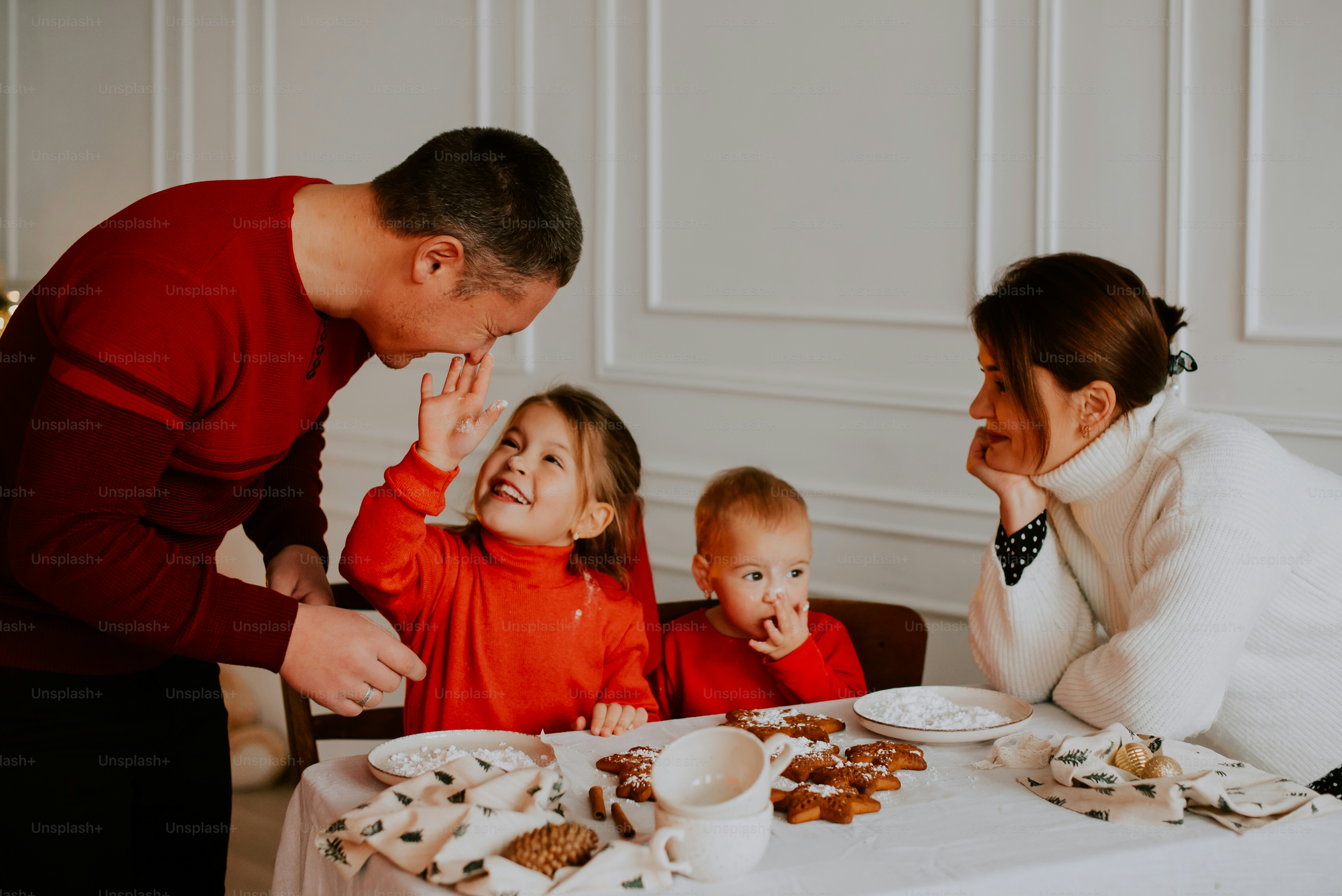 a family eating at a table