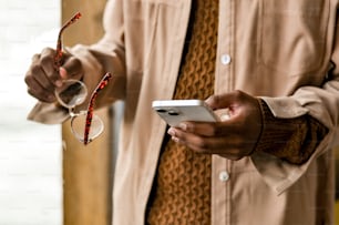 a man holding a phone