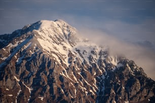 a mountain with snow