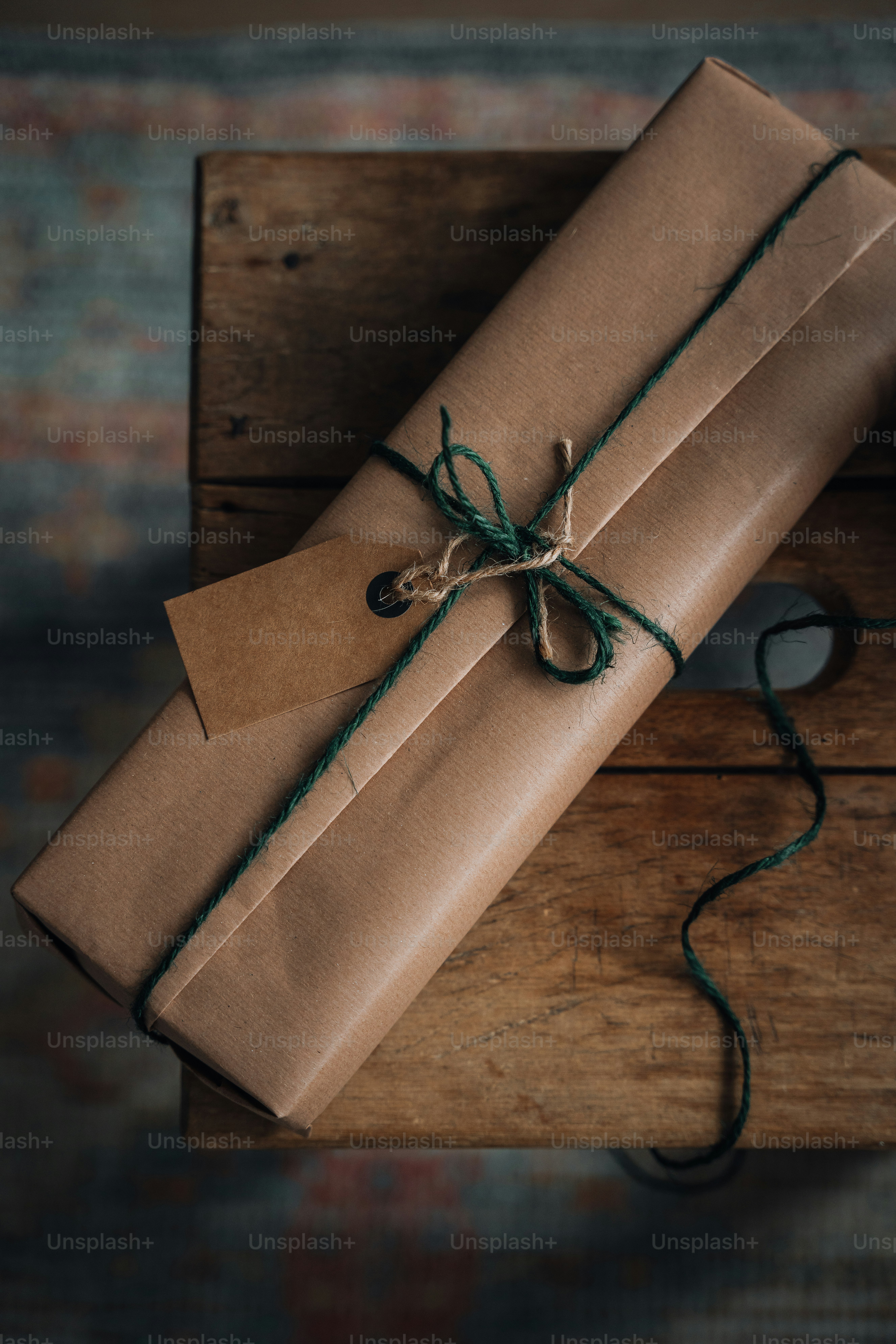 a green box with a green ribbon