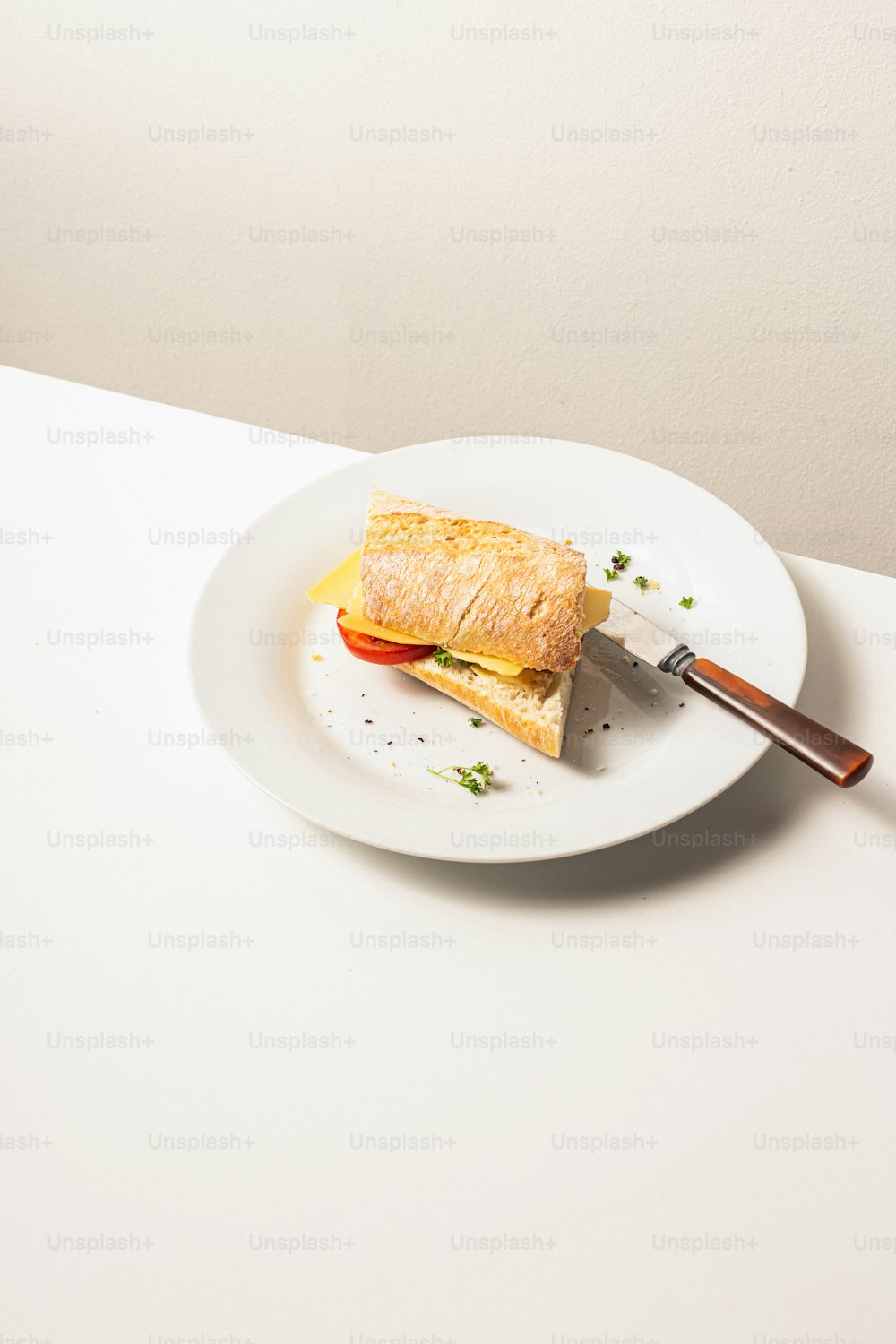 Un sándwich en un plato