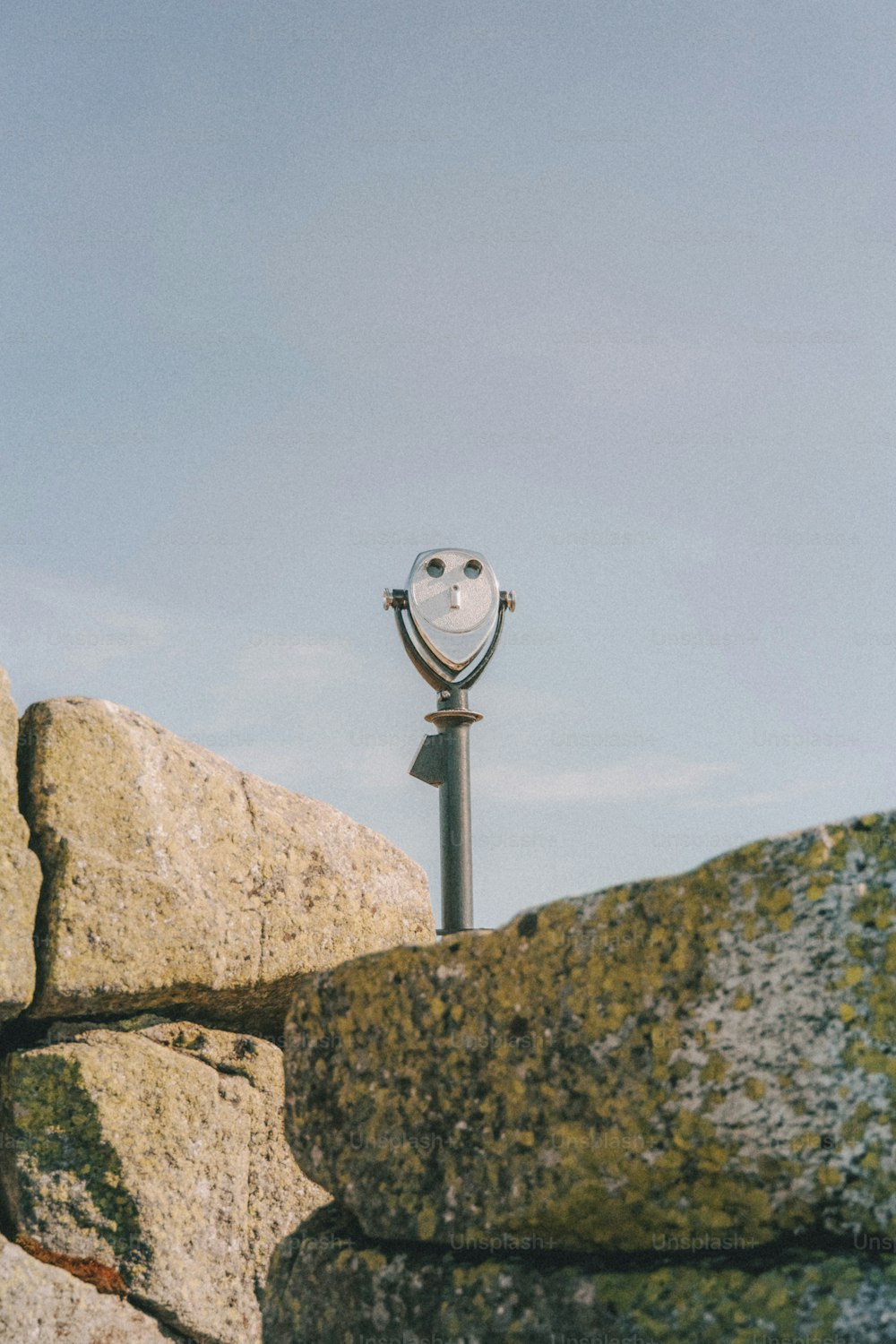 a light post on a rock
