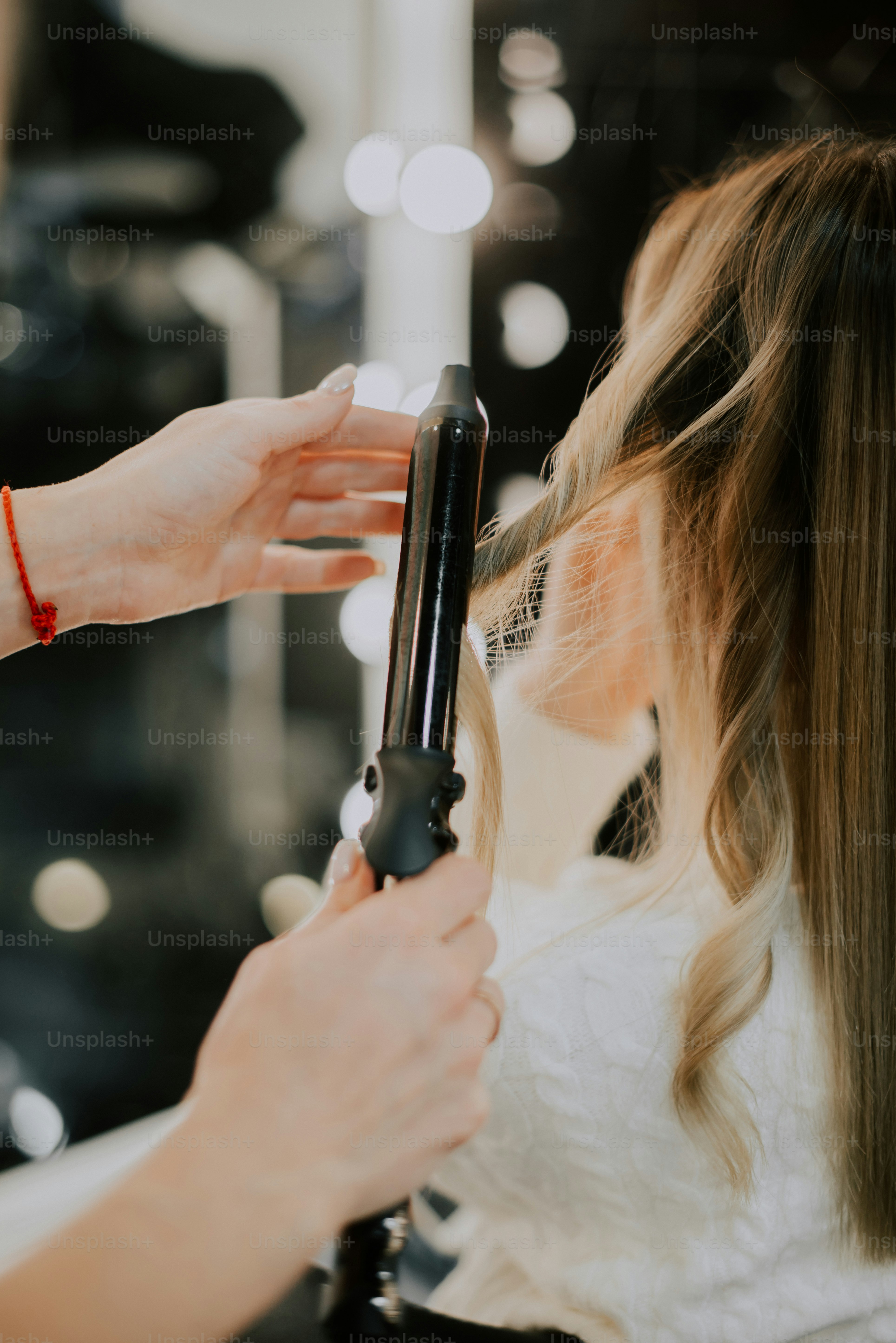 a woman cutting a hair