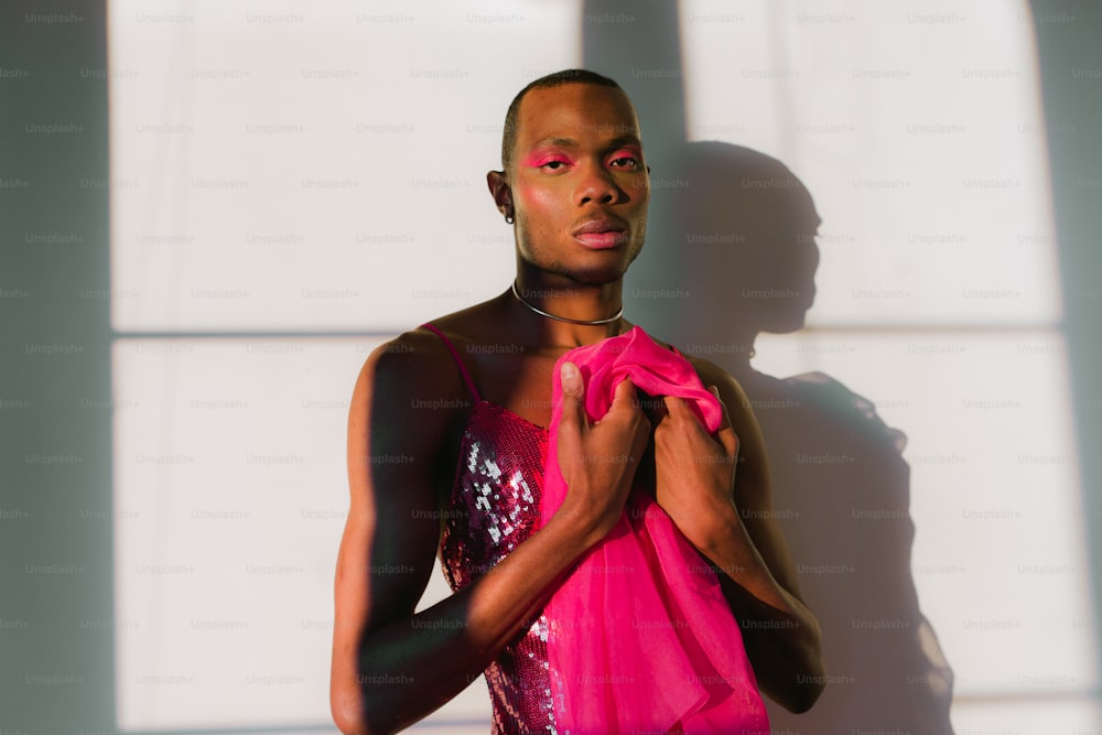 a person wearing a pink dress