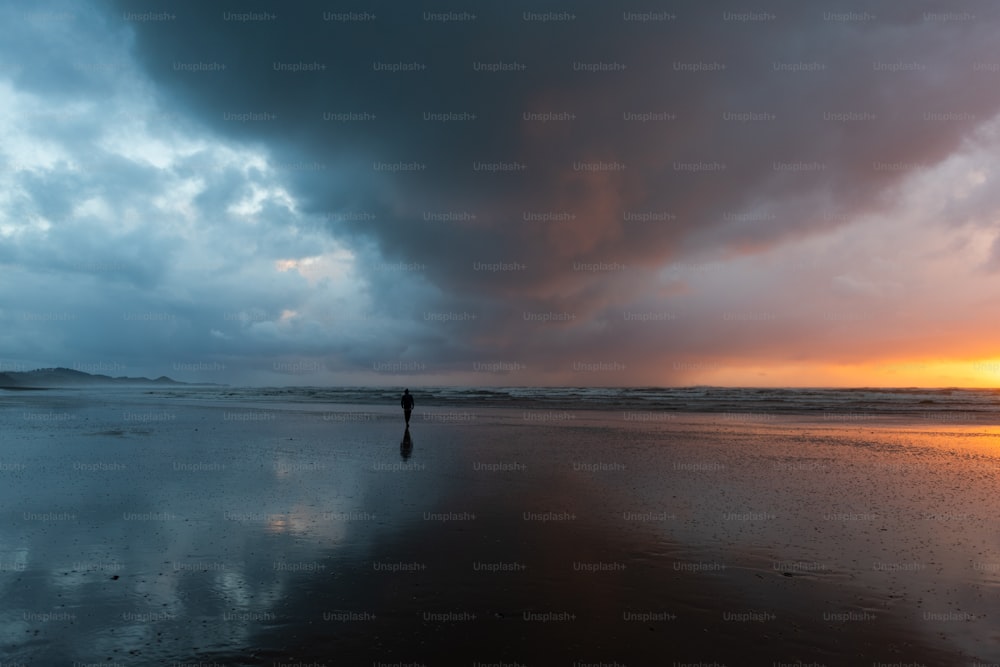 a person standing on a beach