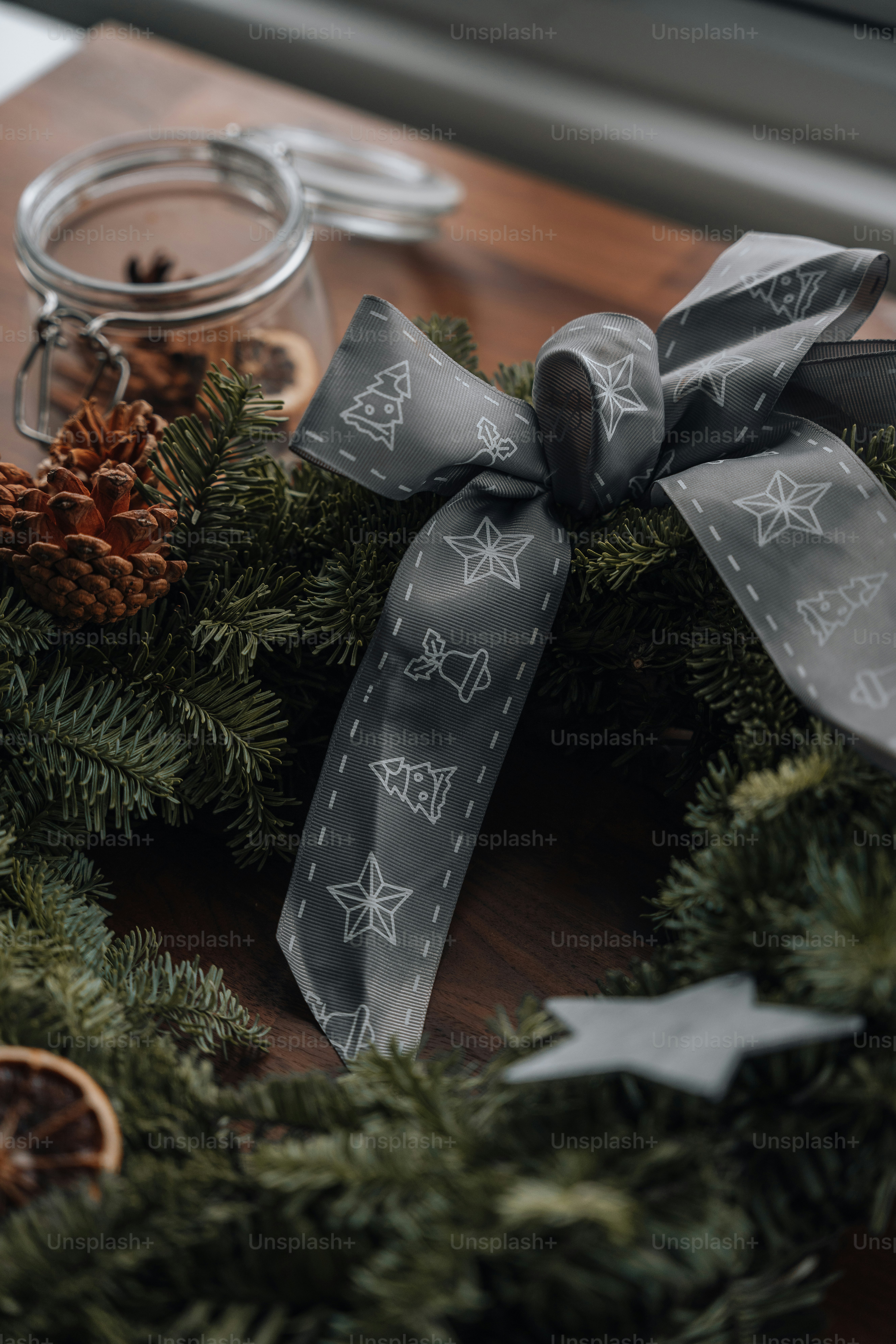 a silver star on a tree