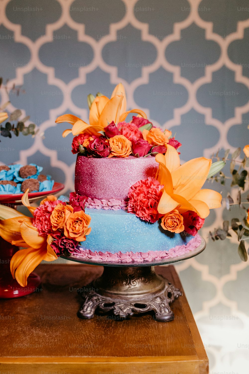 a cake with flowers on top
