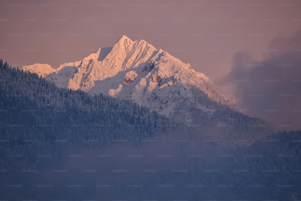 a mountain with snow