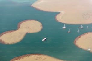 a group of boats in the water