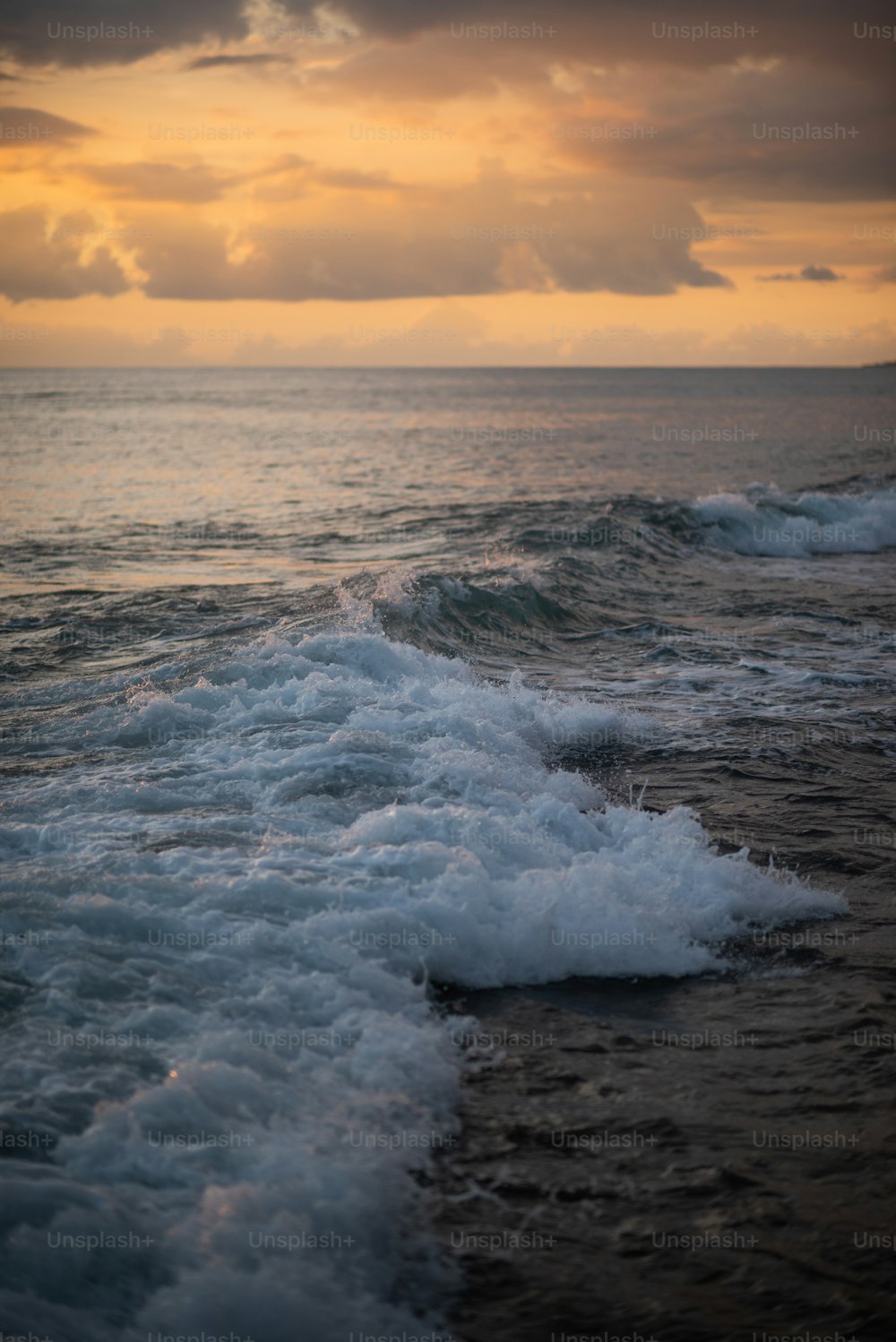 waves crashing on a beach