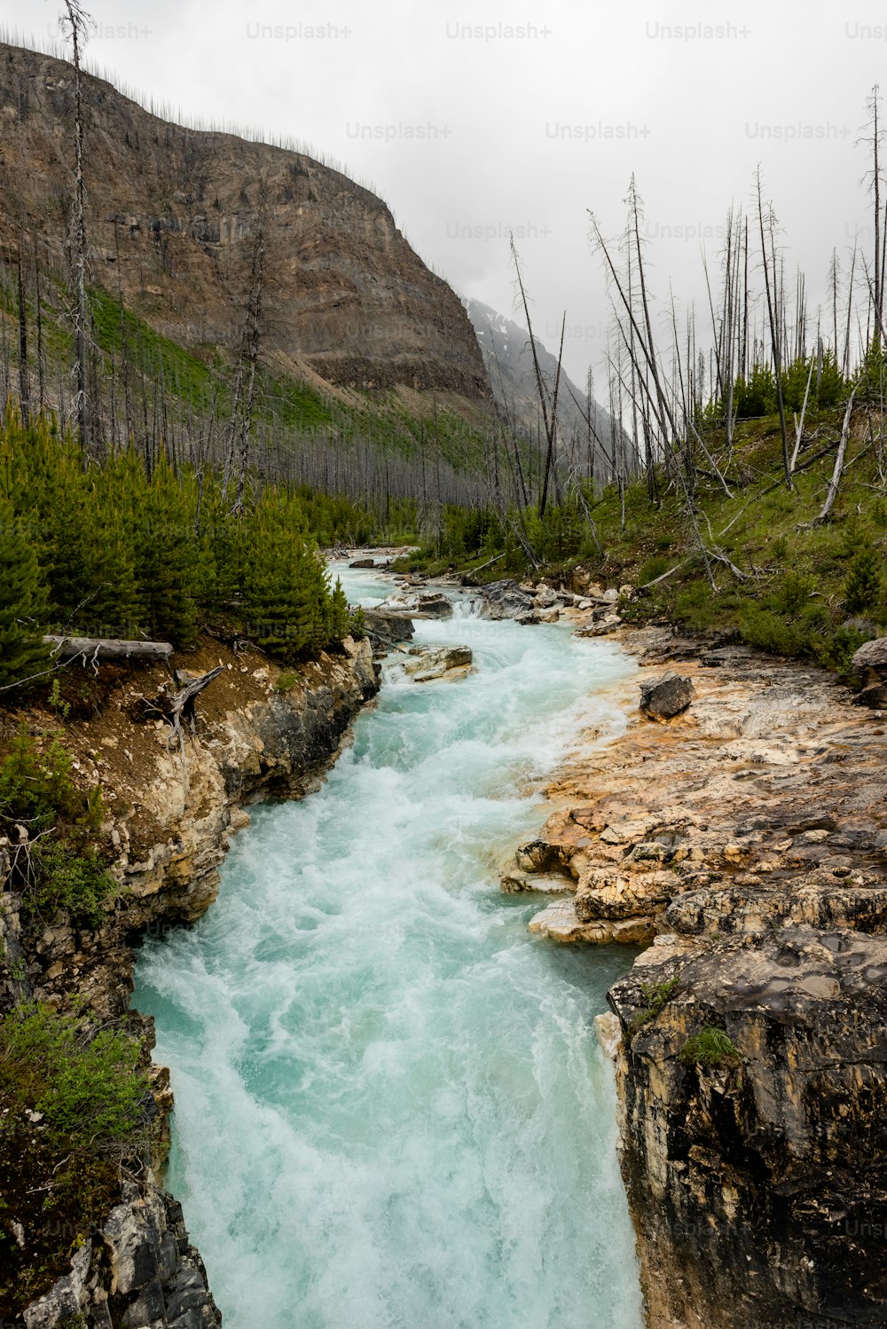 um rio que atravessa uma área rochosa