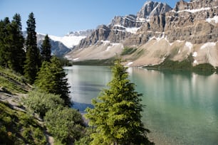 un lac entouré de montagnes