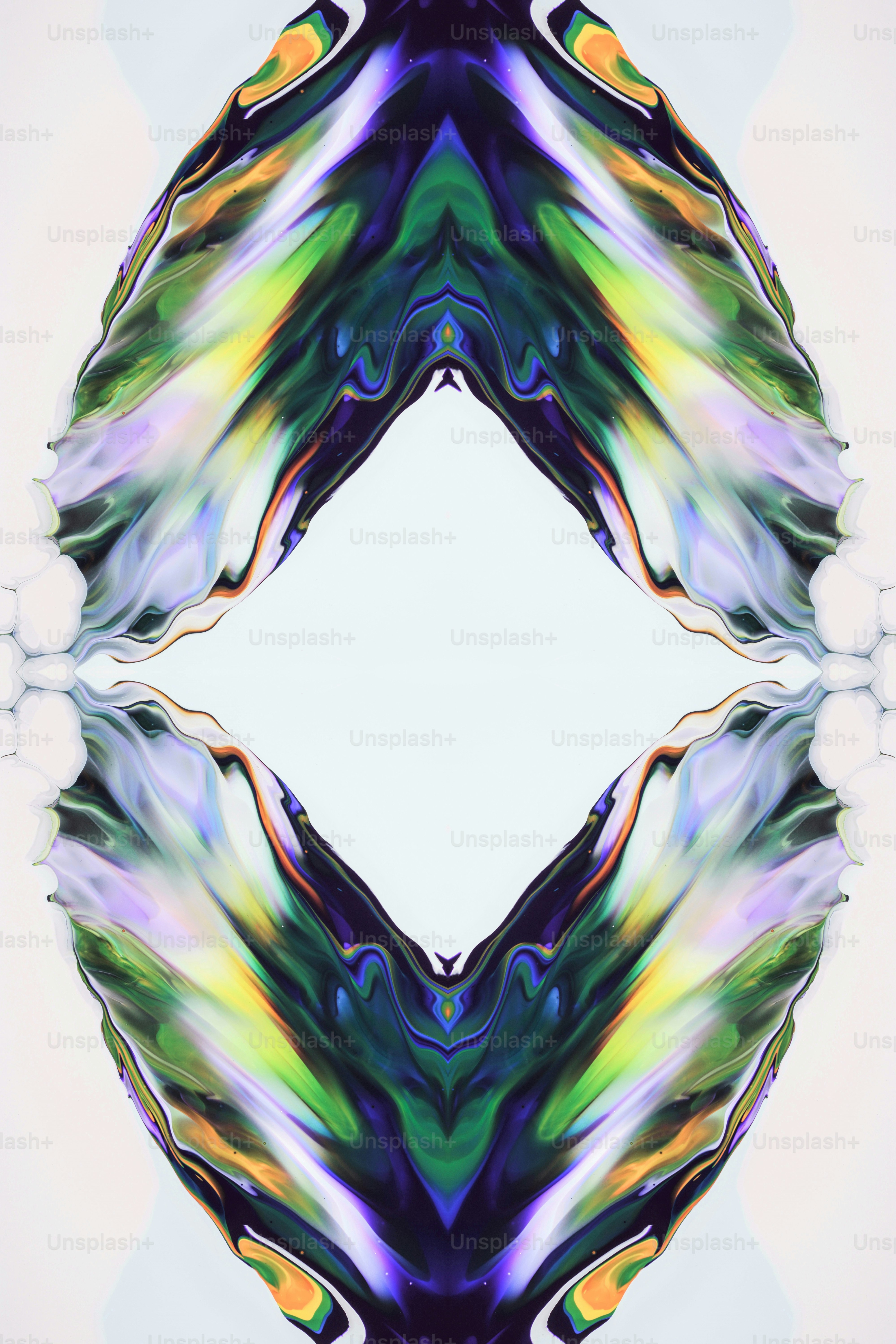 a close-up of a blue and yellow wig