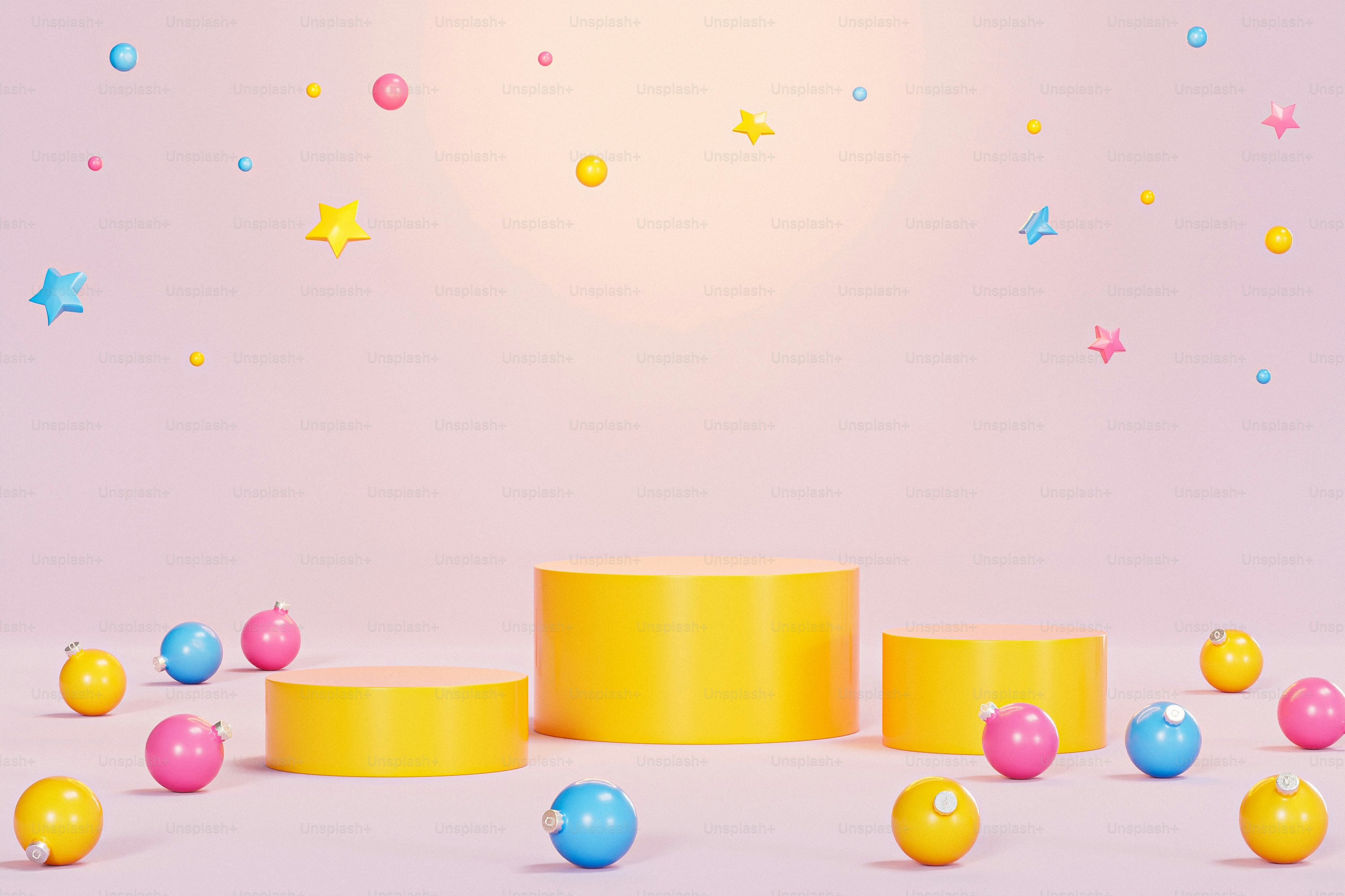 Eine Gruppe von bunten Objekten