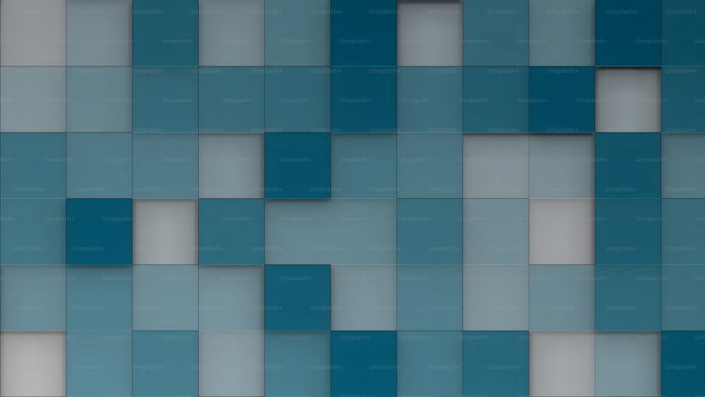uma parede quadriculada azul e branca