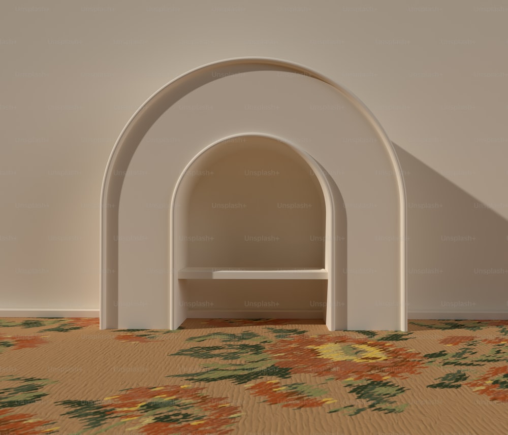 a white archway in a room