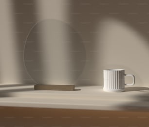 a white mug and a white mug on a white surface
