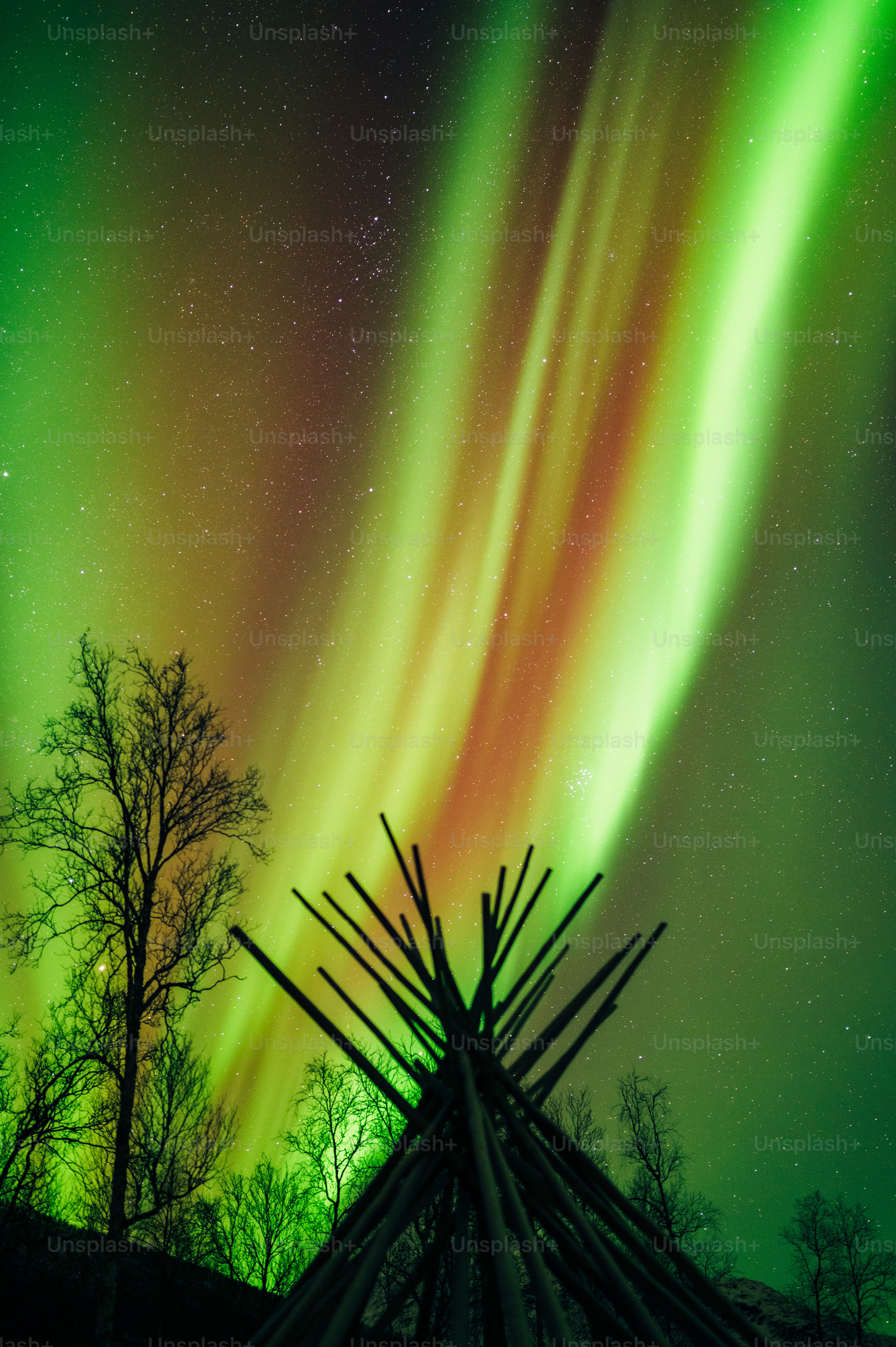 a green aurora in the sky