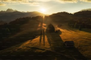 a bench on a hill