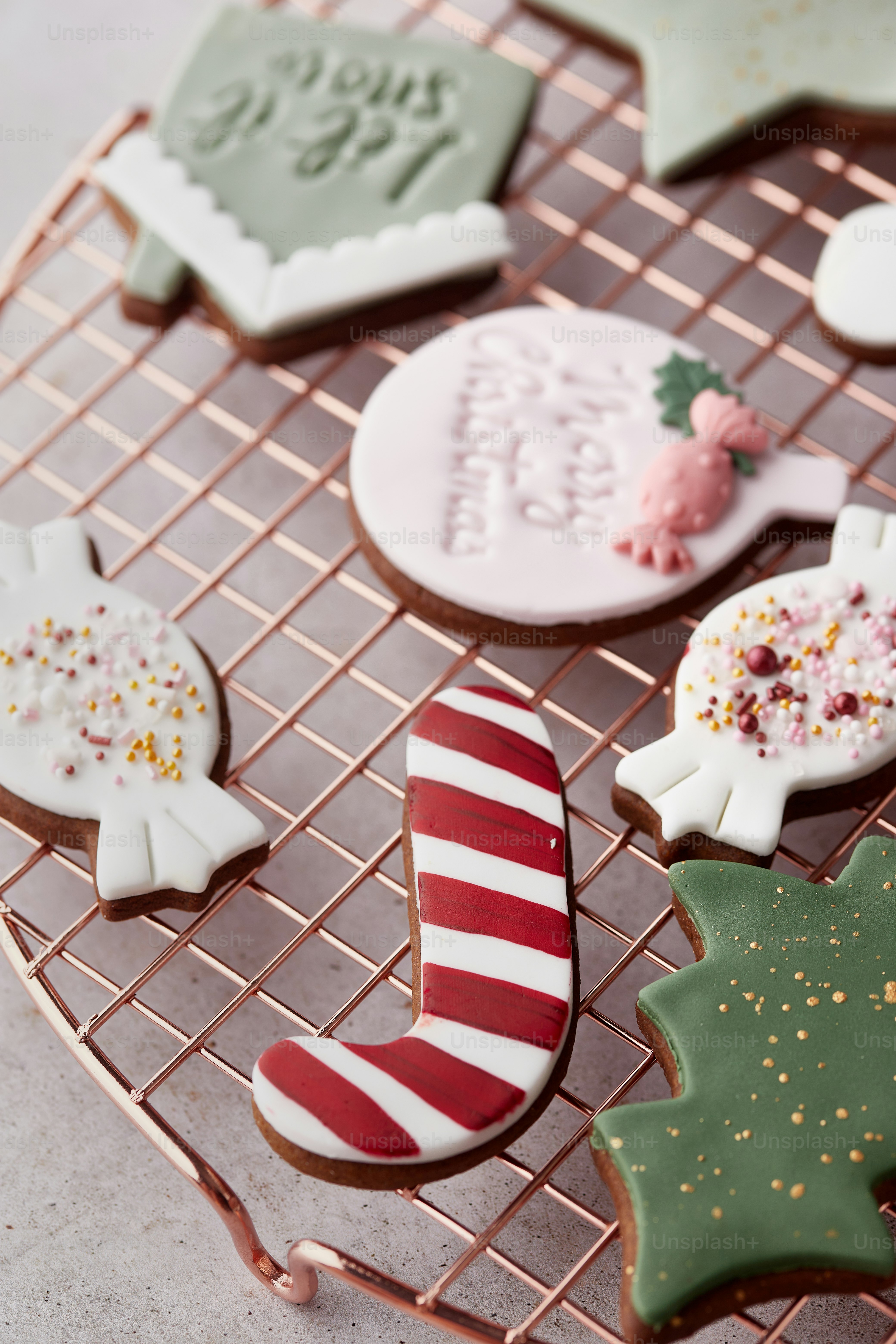 a group of decorated cookies