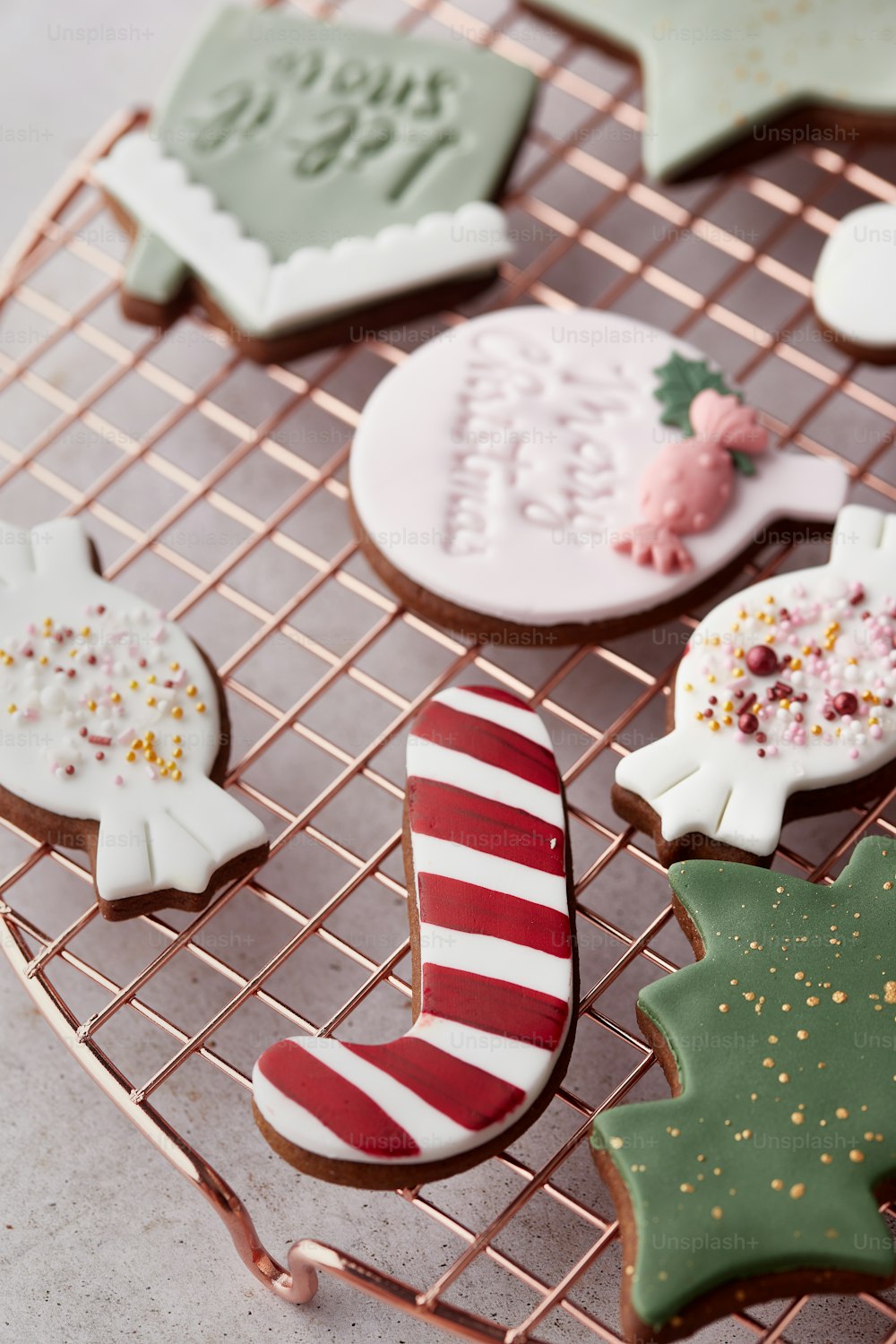 a group of decorated cookies