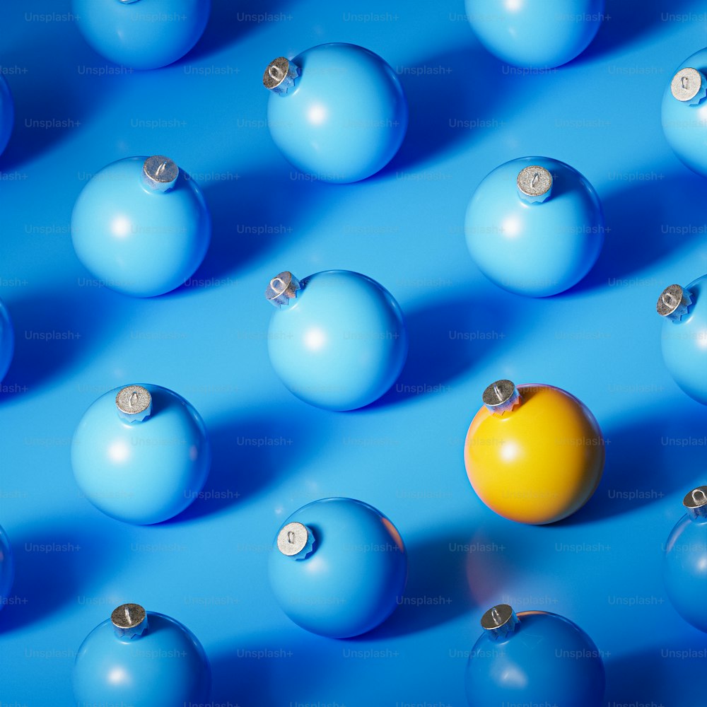 a group of blue and yellow bubbles