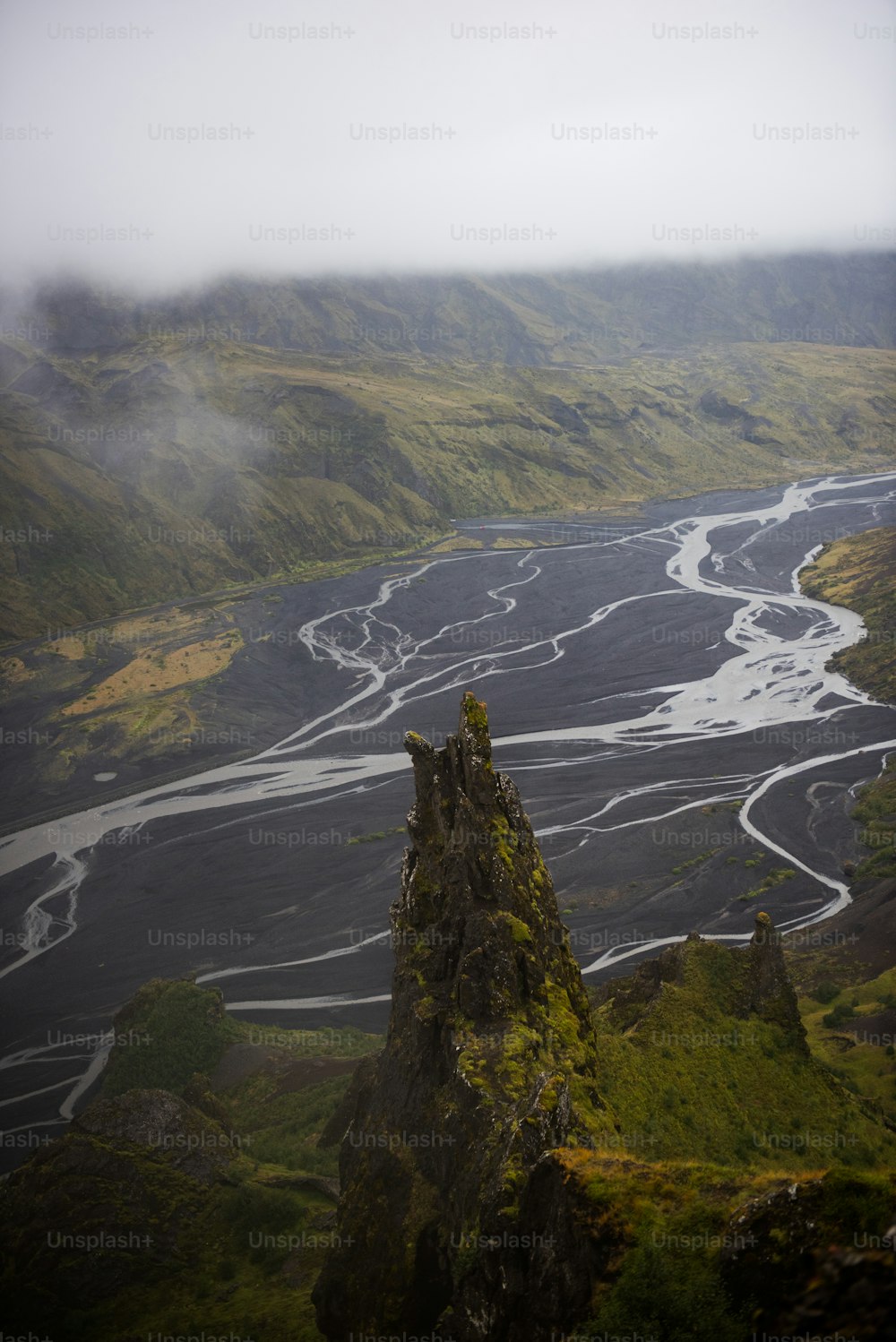 a river winding through a valley