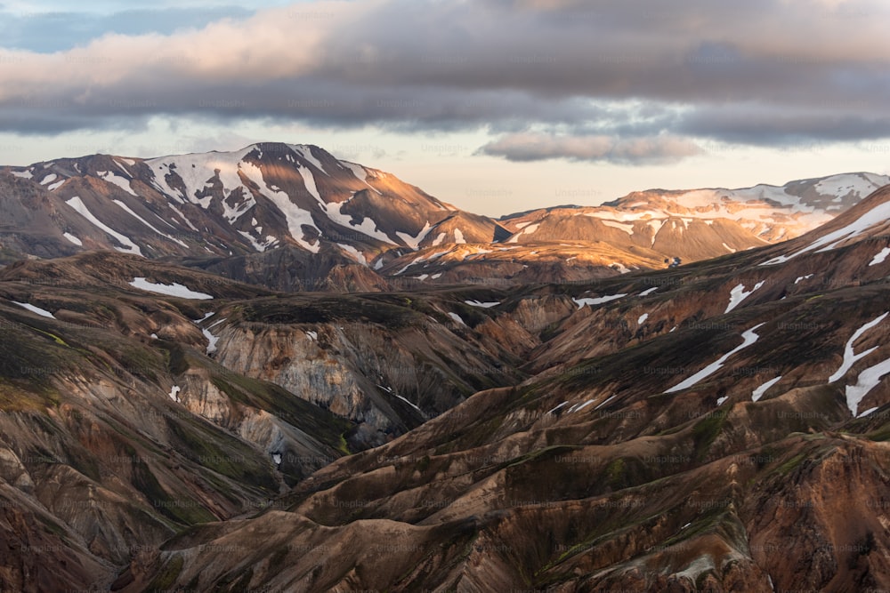 a mountain range with snow