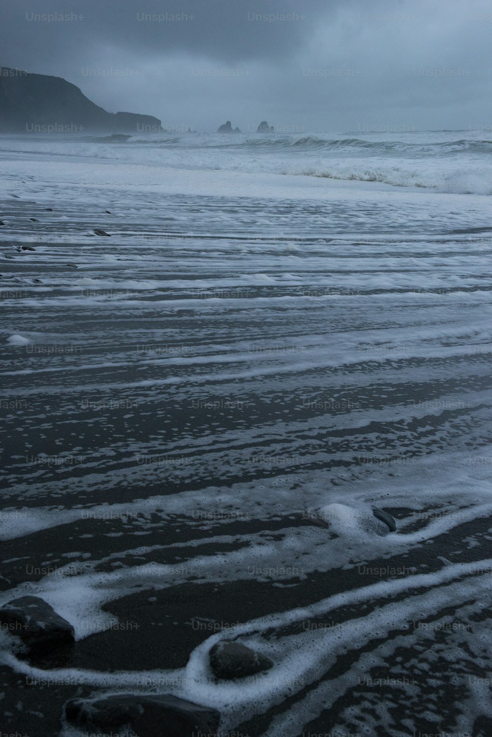 a beach with waves