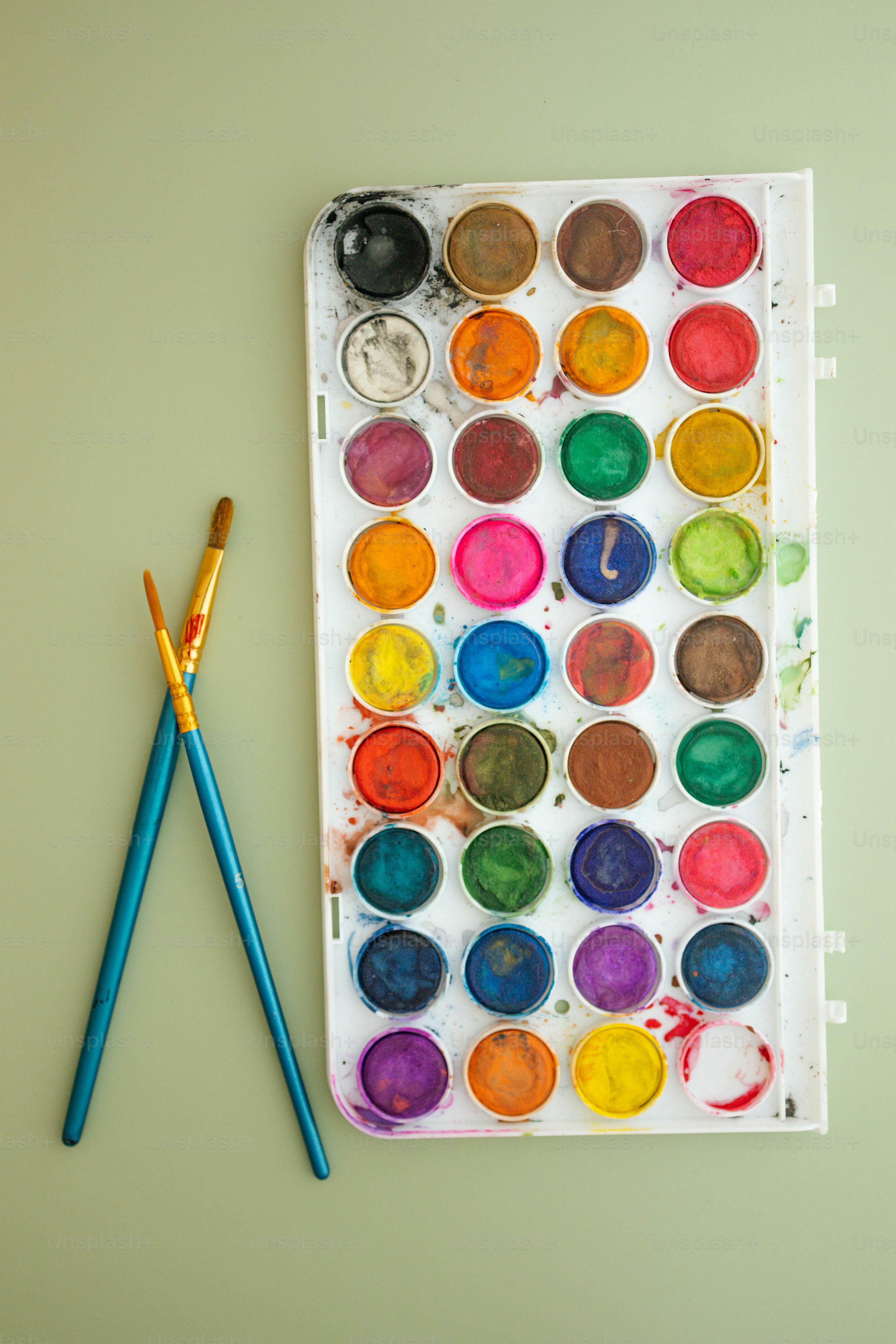 a drawing of a variety of paints