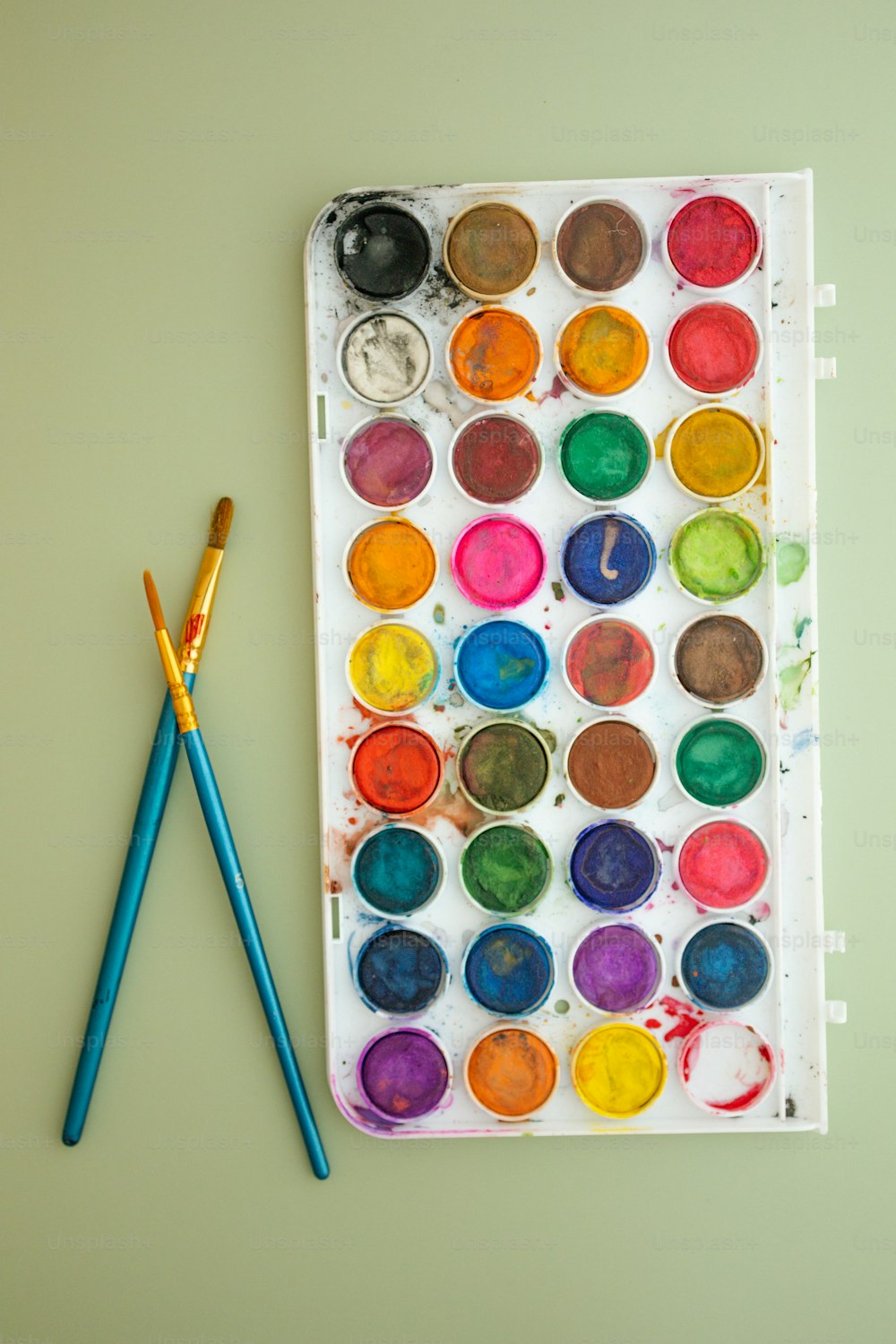 a drawing of a variety of paints