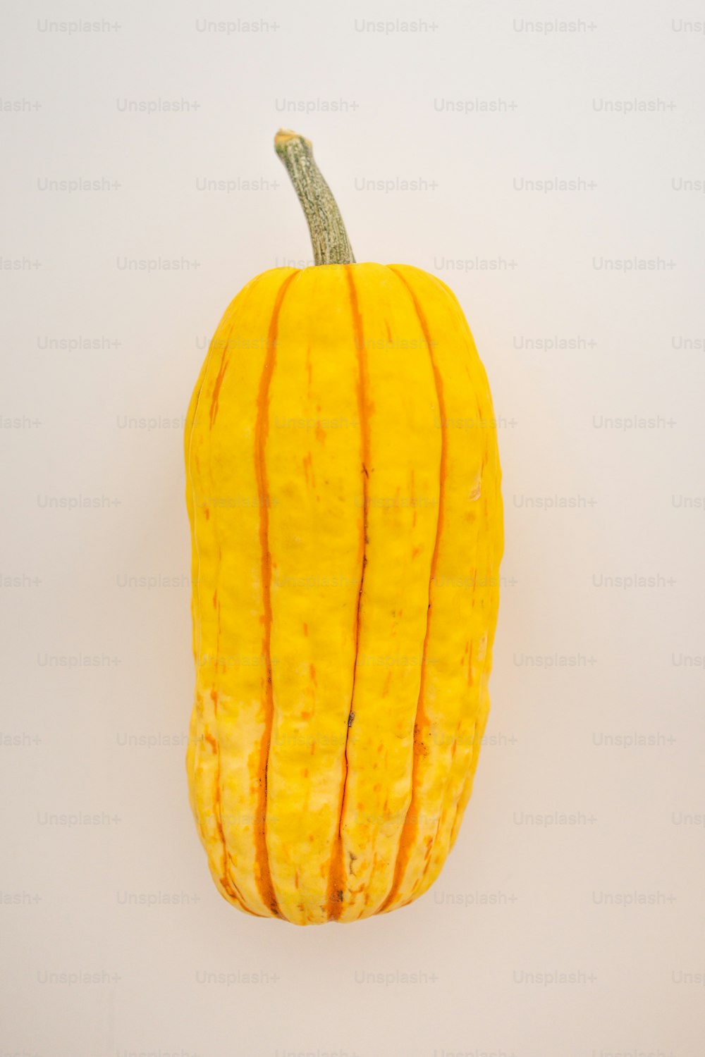 a yellow squash with a stem