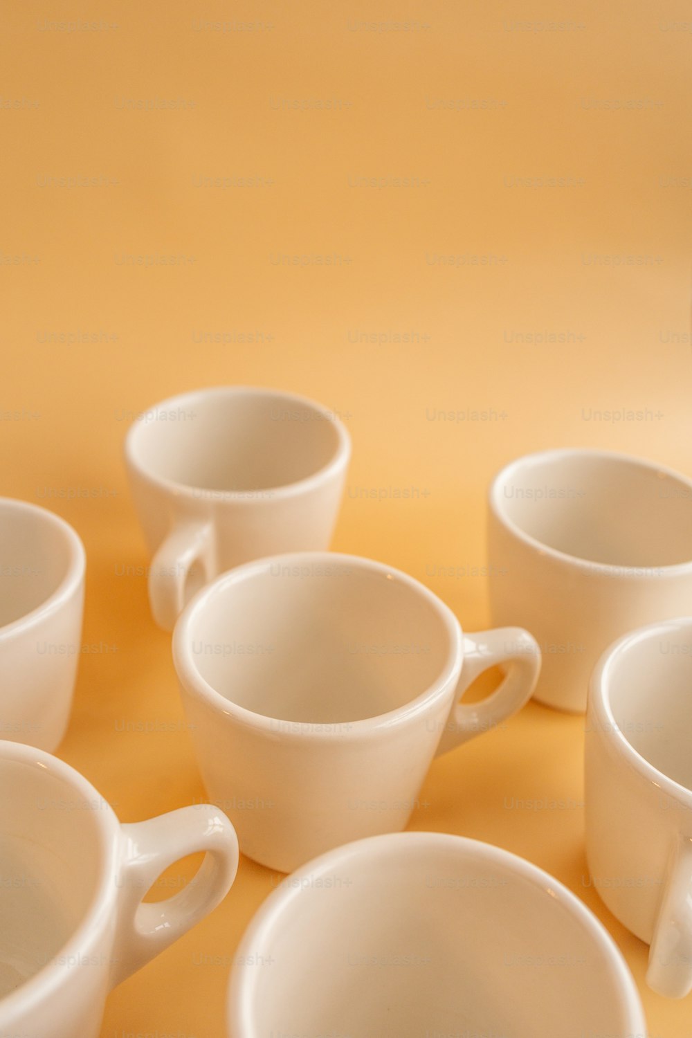 a group of white cups