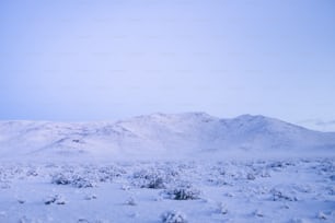 Ein verschneiter Berg mit blauem Himmel