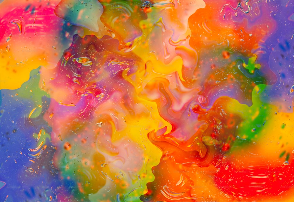 Una pintura colorida de una ola