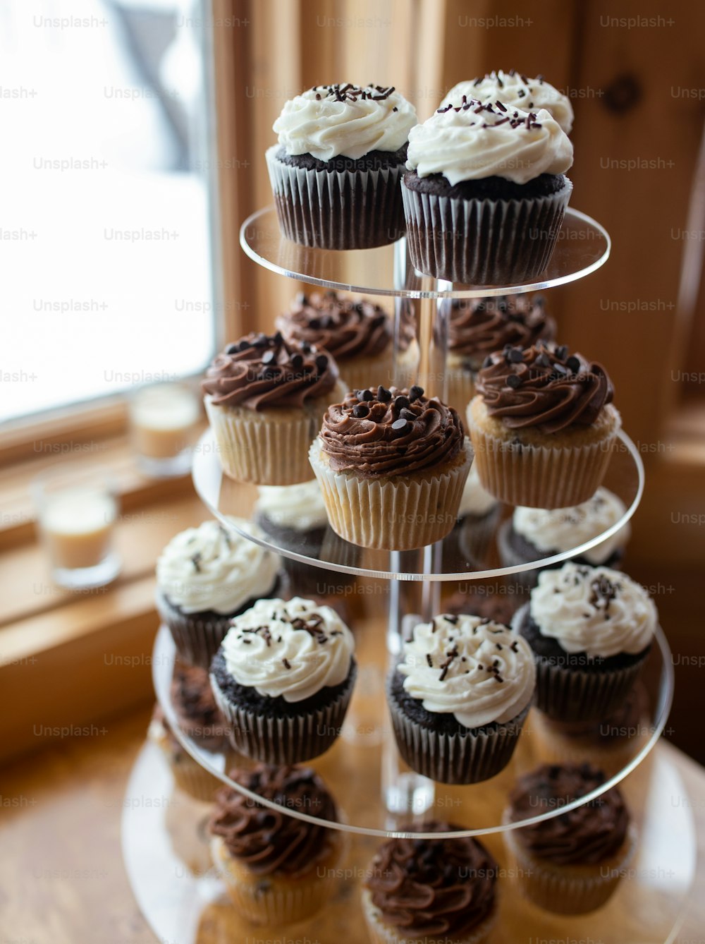 a group of cupcakes on a tray