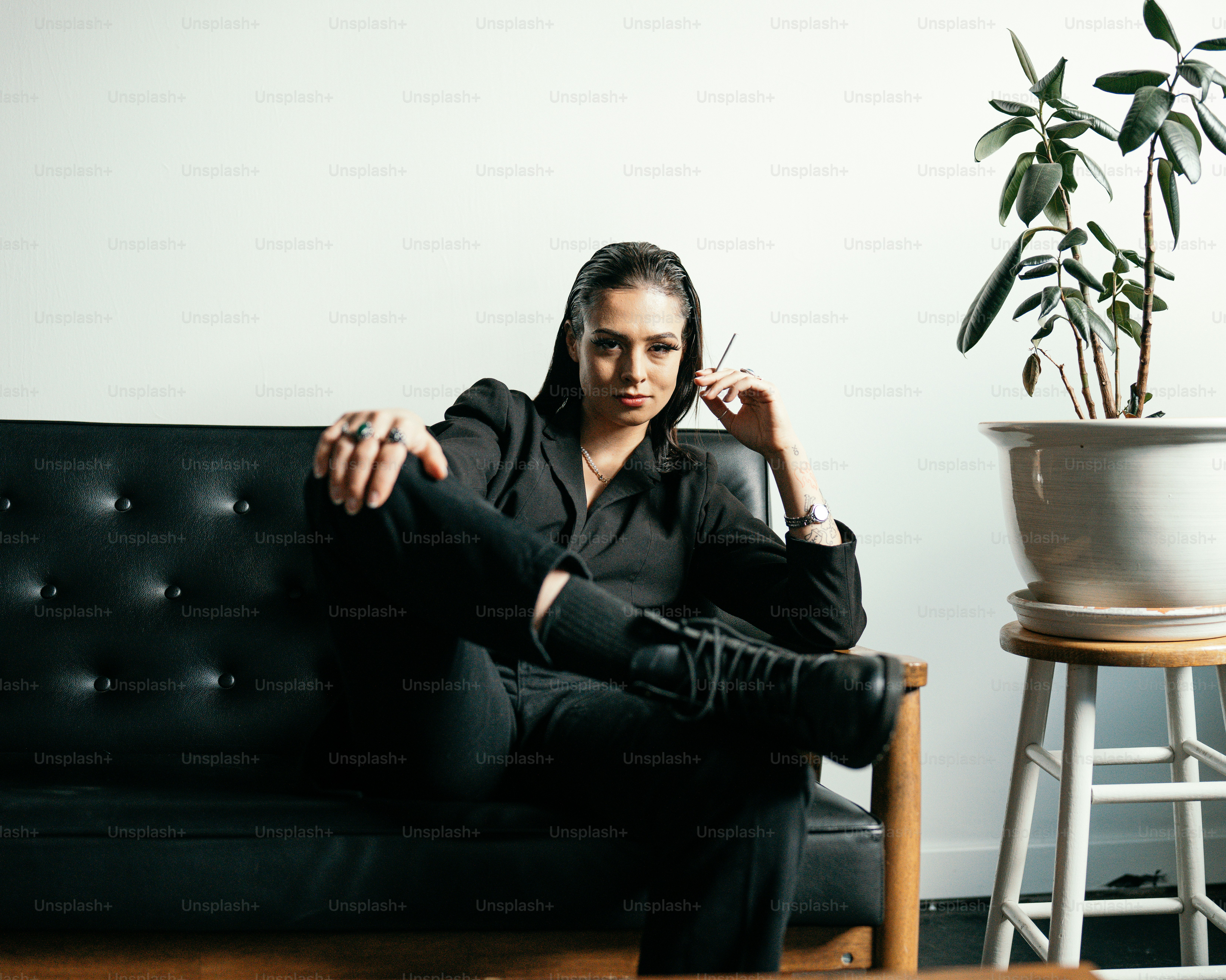 a person sitting on a couch