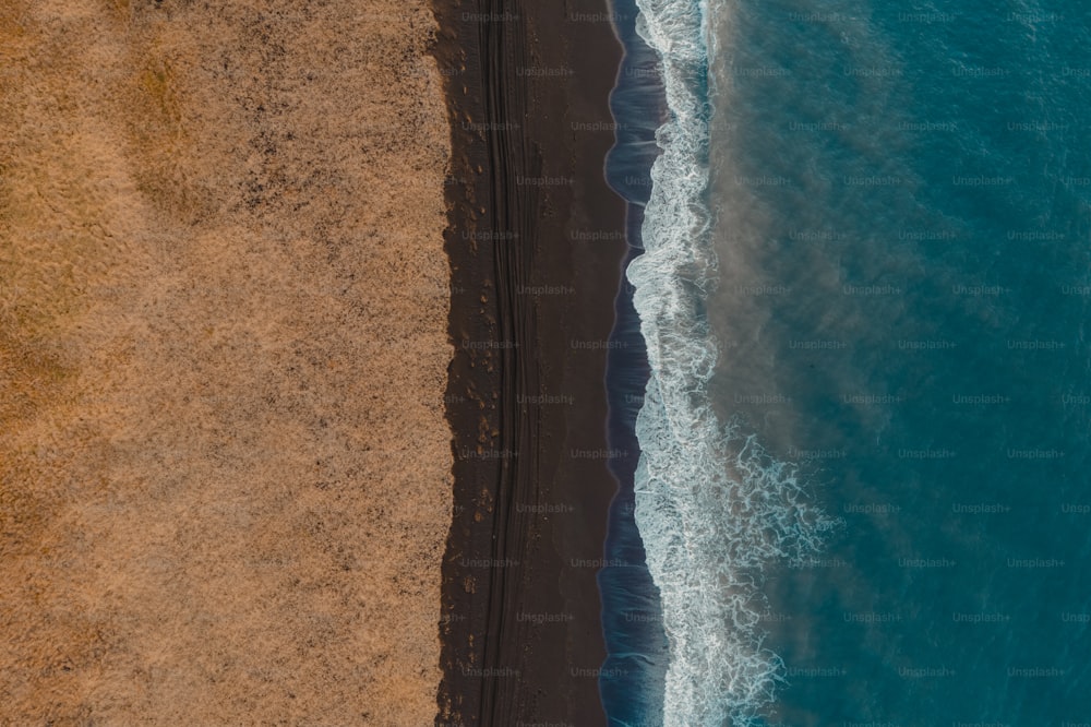 Une plage avec des vagues