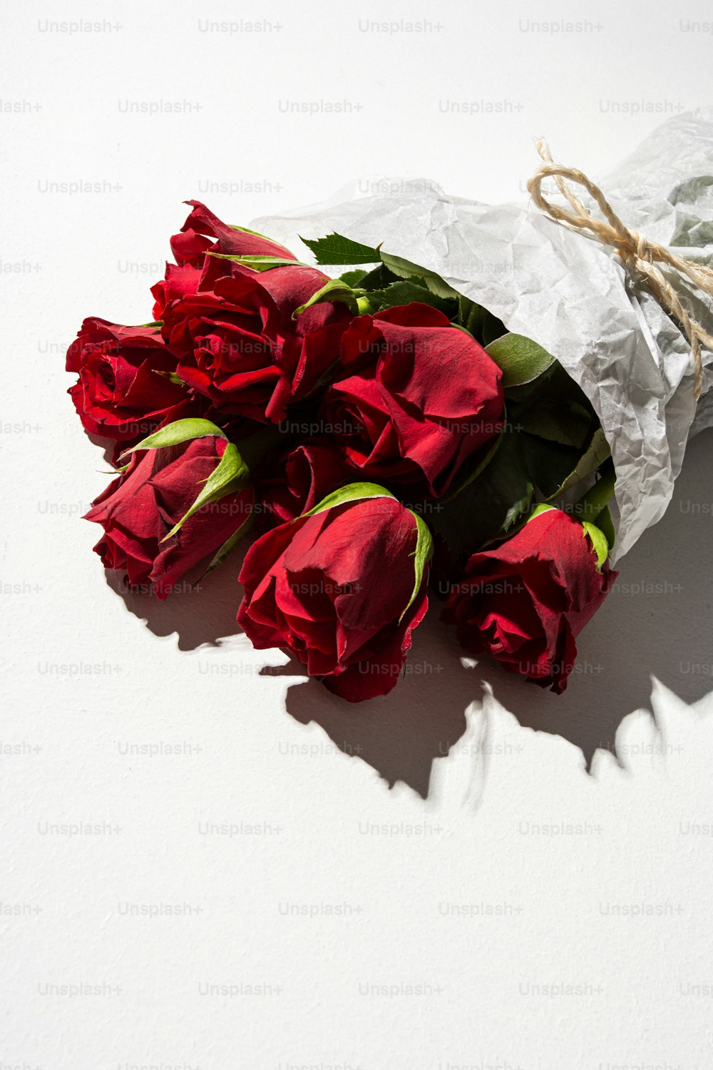 a bouquet of red roses