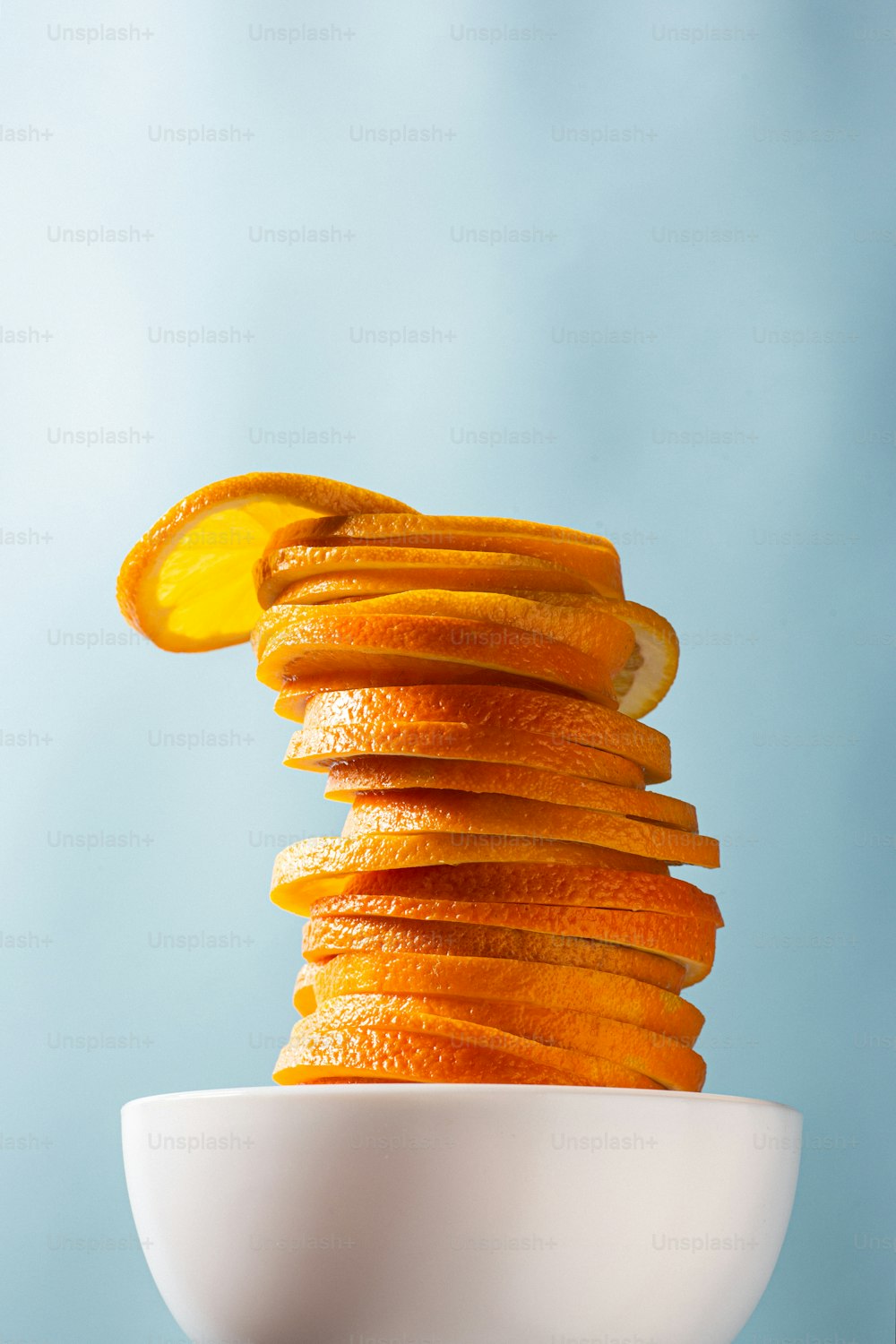 a stack of oranges